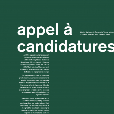 Appel à candidatures